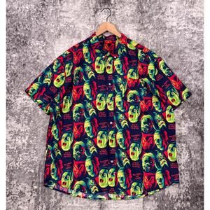 Creepy Co Shirt 3XL Mens Monster Squad All Over Print Short Sleeve Button Down